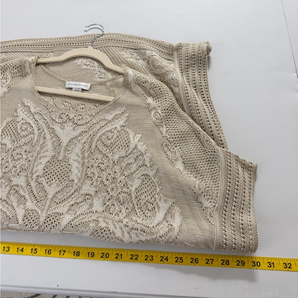 Christopher & Banks Plus Size Crochet Knit Poncho Sweater Top 2X 3X Neutral - Picture 7 of 9